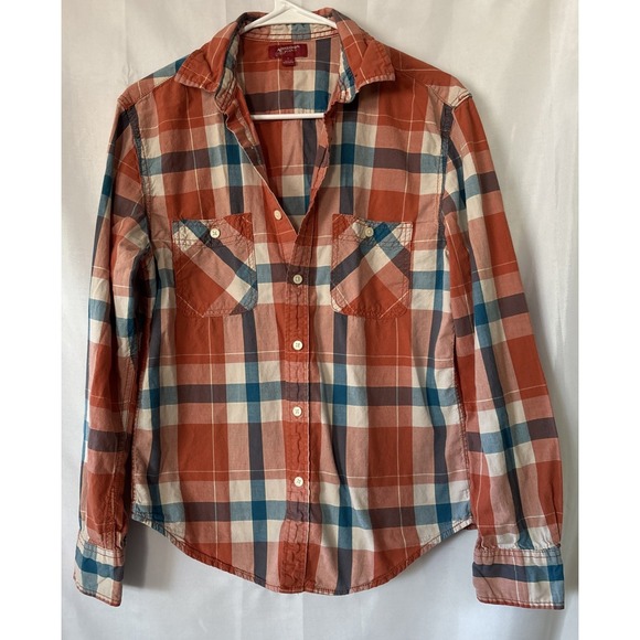 Arizona Jean Company Tops - Arizona Junior /Women's S Ginger Spice Plaid Button Up L Sleeve Shirt Bella Swan